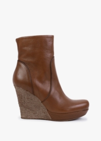 DANIEL Wisest Tan Leather Wedge Ankle Boots Size: 39, Colour: Tan Leat