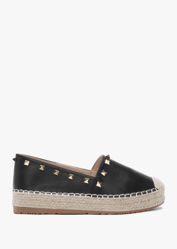 DF By DANIEL Cubby Black Studded Espadrilles Colour: Bke