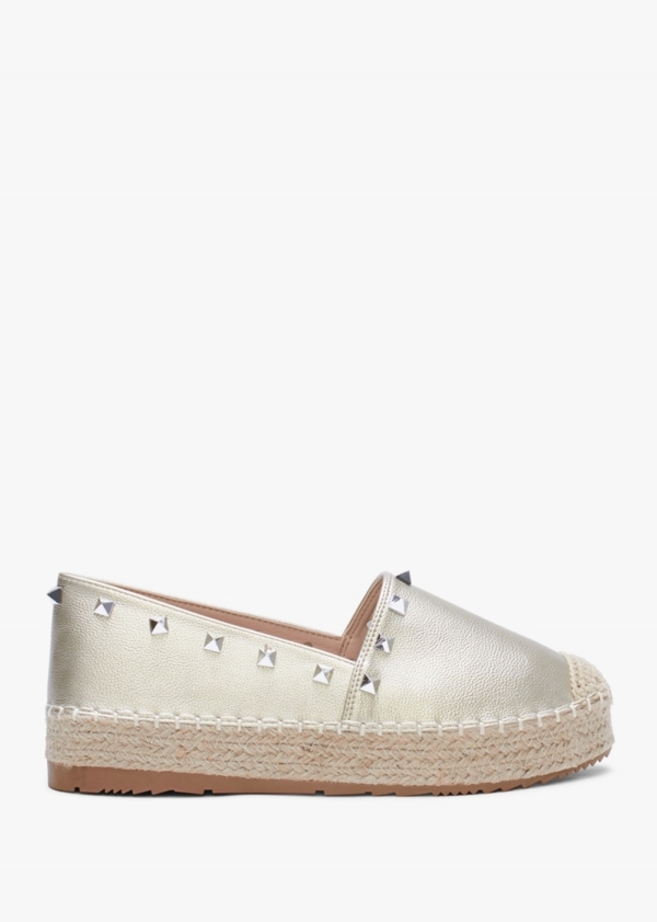 DF By DANIEL Cubby Gold Studded Espadrilles Size: 40