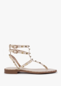 DF By DANIEL Cube Beige Square Studded Gladiator Sandals Size: 41, Col