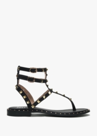 DF By DANIEL Cube Black Square Studded Gladiator Sandals Colour: Black