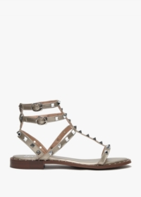 DF By DANIEL Cuboid Gold Studded Gladiator Sandals Size: 40, Colour: G