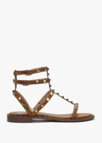 DF By Daniel Cuboid Tan Studded Gladiator Sandals Size: 41, Colour: Ta