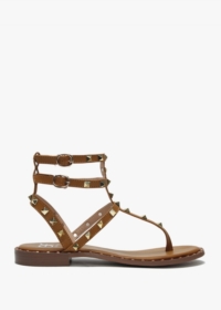 DF By DANIEL Cube Tan Square Studded Gladiator Sandals Size: 41, Colou