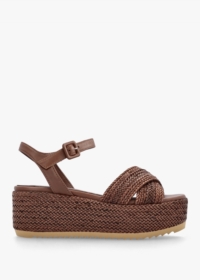 DONNA LEI Ferris Brown Leather Woven Flatform Sandals Size: 41, Colour