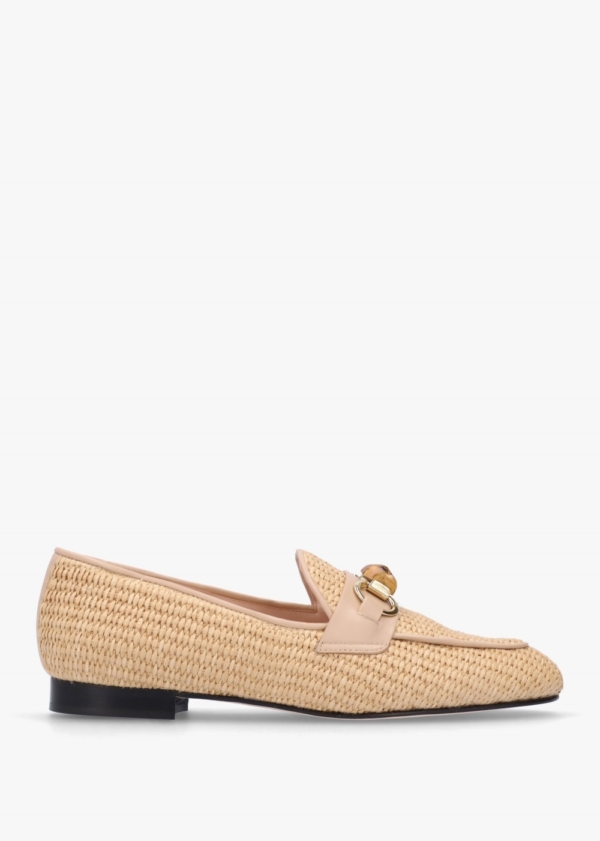 EVALUNA Beige Woven Raffia Loafers Size: 39