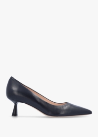 EVALUNA Navy Leather Low Heel Court Shoes Size: 41, Colour: Navy Leath