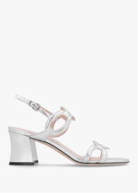 EVALUNA Silver Metallic Cut Away Heeled Sandals Size: 40, Colour: Silv