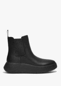 FITFLOP F-Mode All Black Leather Chelsea Boots Size: 3, Colour: Black