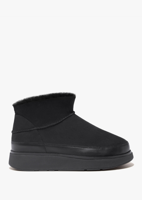 FITFLOP Gen-FF All Black Ultra Mini Double-Faced Shearling Ankle Boots