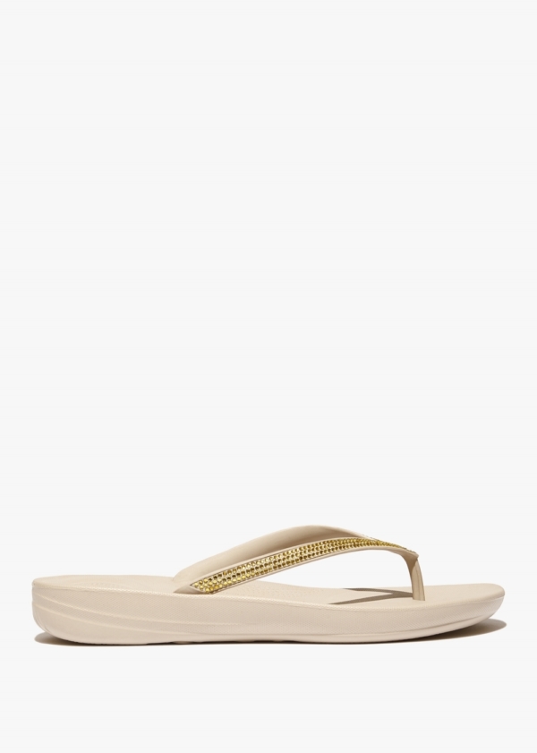 FITFLOP Iqushion Sparkle Stone Beige Flip Flops Colour: Bem