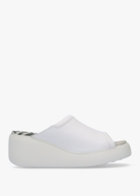 FLY LONDON Doli White Leather Wedge Mules Size: 41, Colour: White Leat