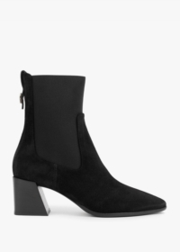 FURLA Black Suede Block Heel Chelsea Boots Size: 37, Colour: Black Sue