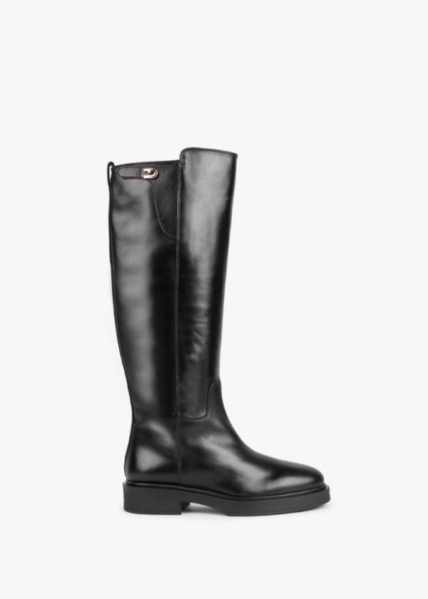 FURLA Legacy Black Leather Knee Boots Colour: Black Leather