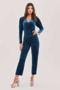 Closet London Blue Pleated Sleeve Jumpsuit