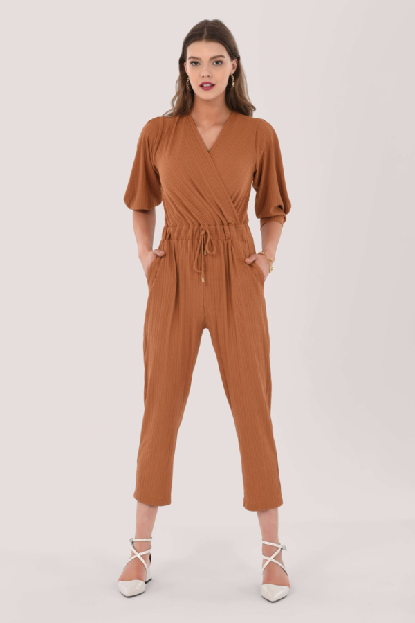 Closet London Rust Drawstring Wrap Jumpsuit