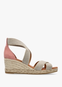 KANNA Laura Beige Elasticated Cross Strap Wedge Espadrilles Colour: Be