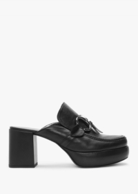 KENNEL & SCHMENGER Ira Black Leather Backless Block Heel Loafers Size: