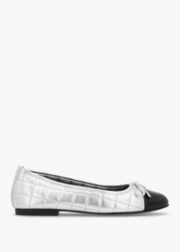 KENNEL & SCHMENGER Joy Silver Leather Quilted Ballet Pumps Size: 4, Co