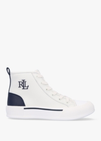 LAUREN RALPH LAUREN Dakota Logo White Leather High Top Trainers Size: