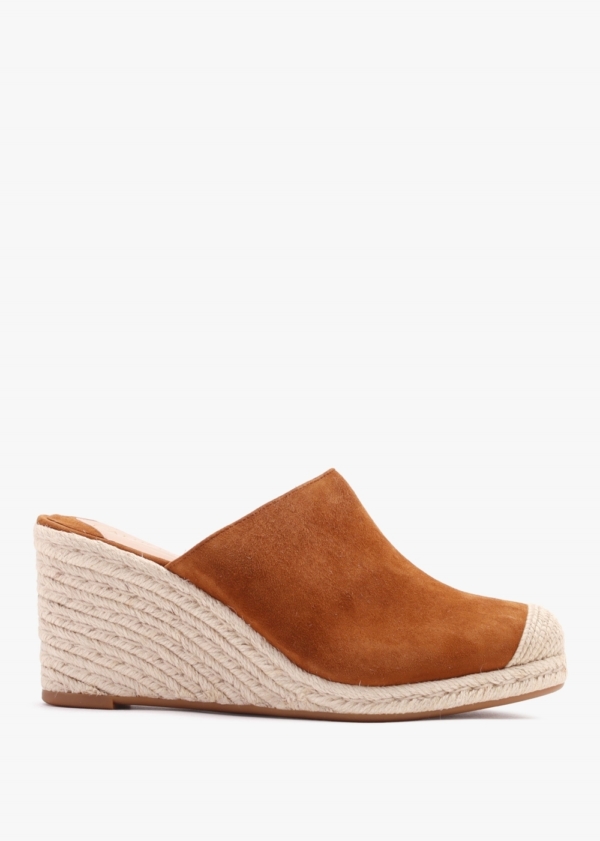 LAUREN RALPH LAUREN Pennie Brown Suede Blackless Wedge Espadrilles Siz