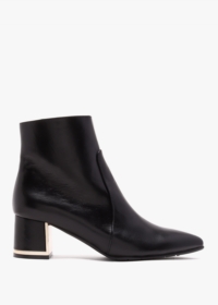 LUCA GROSSI Black Leather Block Heel Ankle Boots Colour: Black Leather