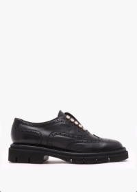 LUCA GROSSI Black Leather Embellished Laceless Brogues Colour: Black L