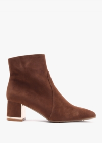 LUCA GROSSI Tan Suede Block Heel Ankle Boots Size: 41, Colour: Tan Sue