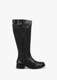 MANAS Black Leather Knee High Boots Colour: Black Leather, Size: 38