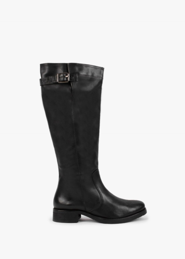 MANAS Black Leather Knee High Boots Colour: Black Leather