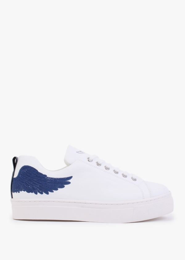 MARTE Angels Ease White Leather Navy Wing Trainers Size: 38