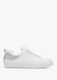 MARTE Angels Ease White Leather Silver Wing Trainers Size: 35, Colour: