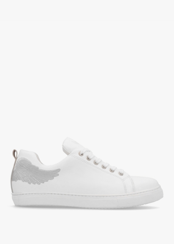 MARTE Angels Ease White Leather Silver Wing Trainers Size: 35