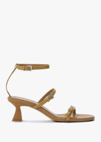 MIISTA Isaura Beige Patent Leather Kitten Heel Sandals Colour: Beige L