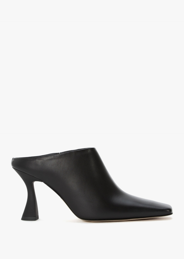 MIISTA Manuela Black Leather Heeled Mules Colour: Black Leather