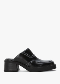 MIISTA Rubi Black Leather Heeled Mules Colour: Black Leather, Size: 36