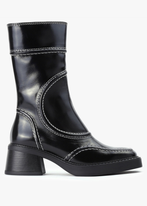 MIISTA Womens Malene Contrast Stitch Boots In Black Size: 3