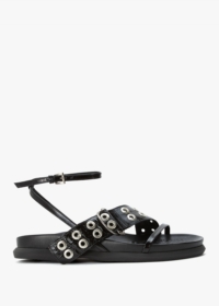 MIISTA Zilda Black Leather Chunky Sandals Colour: Black Leather, Size: