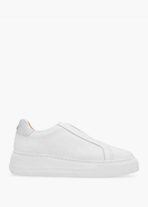 MODA IN PELLE Alber White Leather Laceless Trainers Size: 37