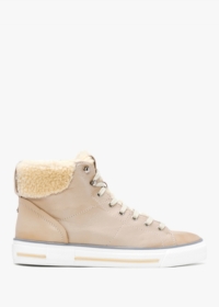 MODA IN PELLE Anniia Cream Leather High Top Trainers Size: 37, Colour: