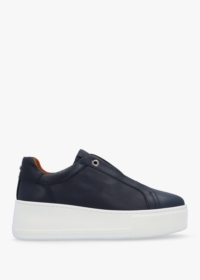 MODA IN PELLE Auben Navy Leather Flatform Trainers Size: 39, Colour: N