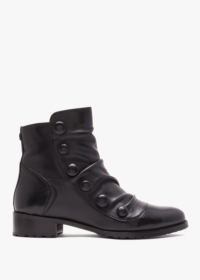 MODA IN PELLE Bronwen Black Leather Rouched Ankle Boots Colour: Black