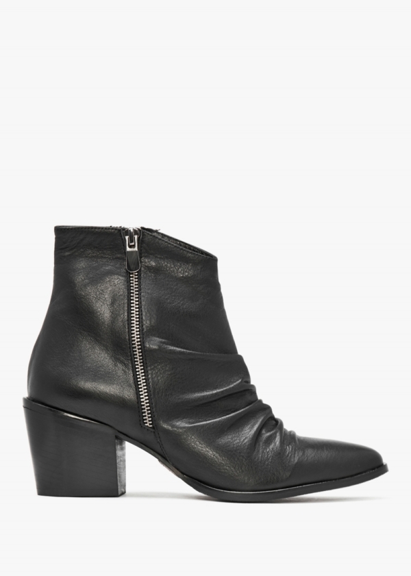 MODA IN PELLE Coralie Black Leather Western Ankle Boots Colour: Black