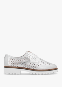 MODA IN PELLE Eloni Silver Metallic Leather Lace Up Brogues Size: 37,