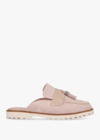 MODA IN PELLE Etana Stone Suede Backless Loafers Colour: Beige Suede,