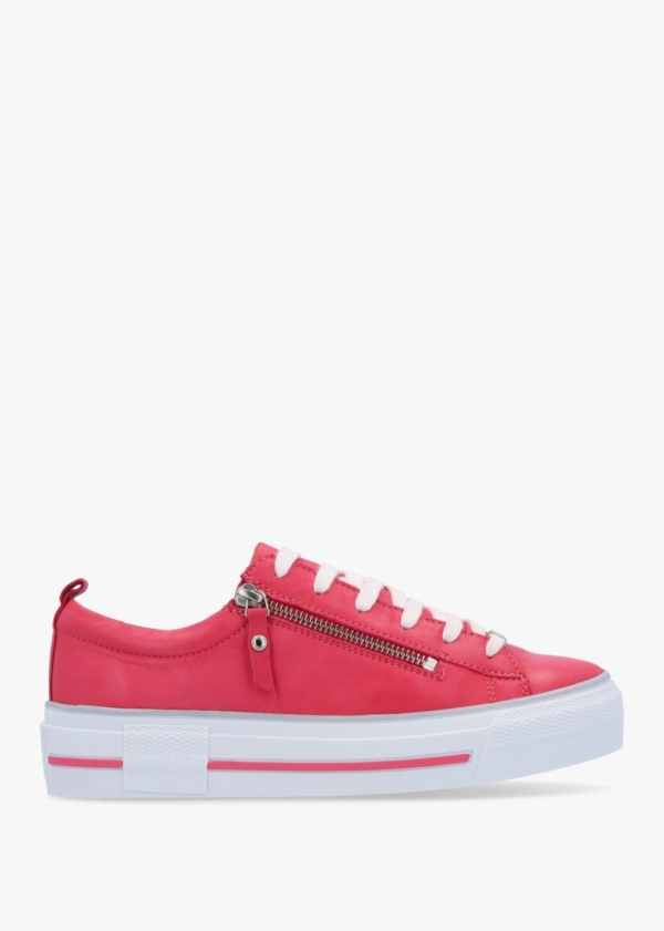 MODA IN PELLE Filician Raspberry Leather Side Zip Trainers Size: 41