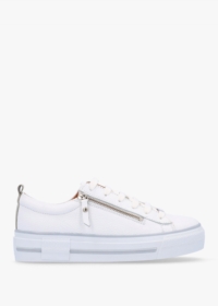 MODA IN PELLE Filician White Leather Side Zip Trainers Size: 41, Colou