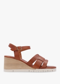 MODA IN PELLE Pedie Tan Leather Wedge Sandals Size: 41, Colour: Tan Le