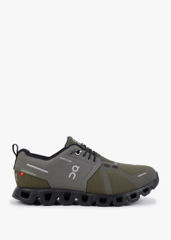 ON RUNNING Cloud 5 Waterproof Olive Black Trainers Size: 3