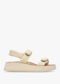 PAPILLIO Theda Ecru Natural Leather Sandals Colour: Beige Leather, Siz